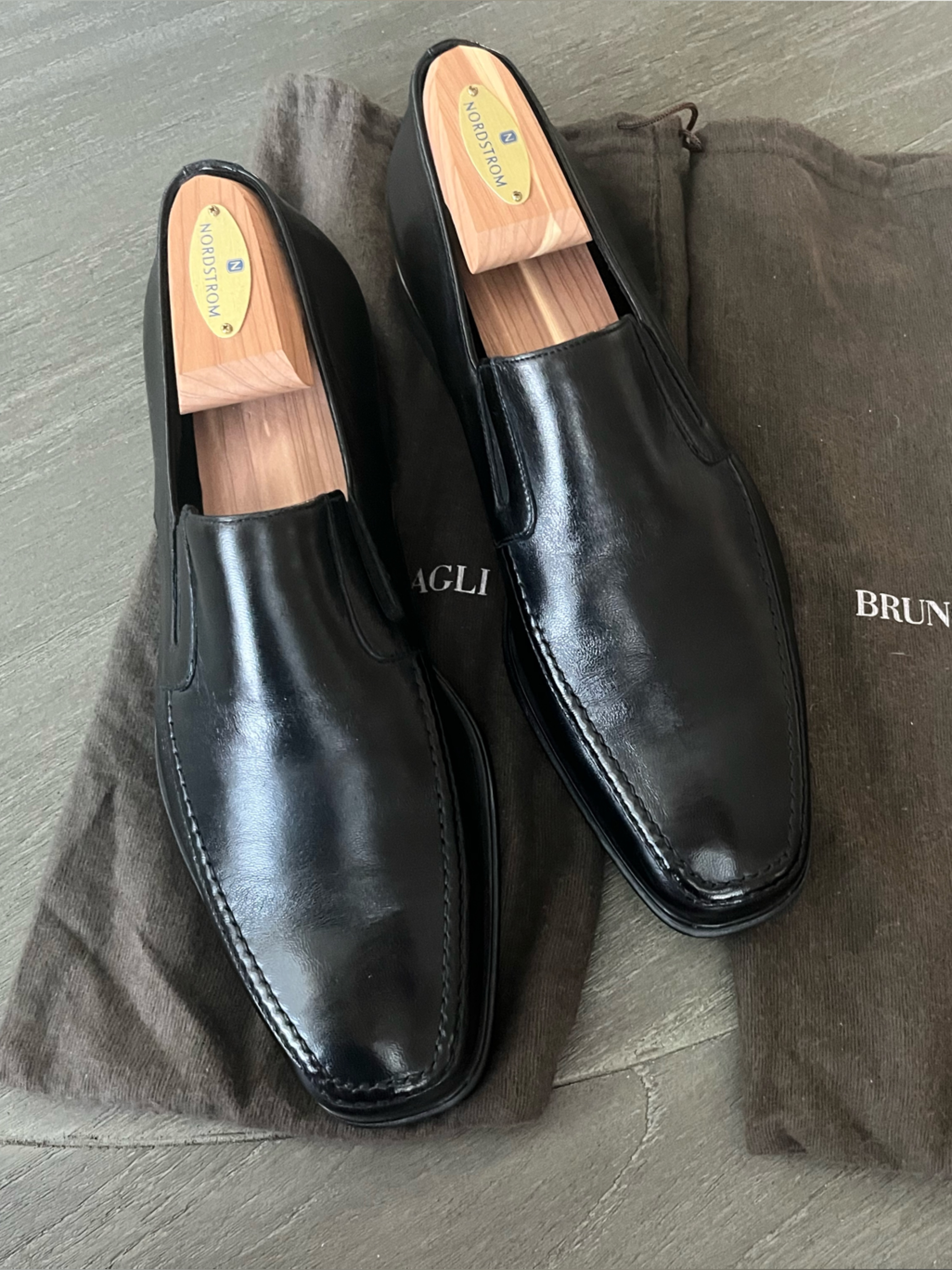 Bruno Magli Raging Men's Loafers Dress Shoes Black Leather Slip On Us 8.5 $395